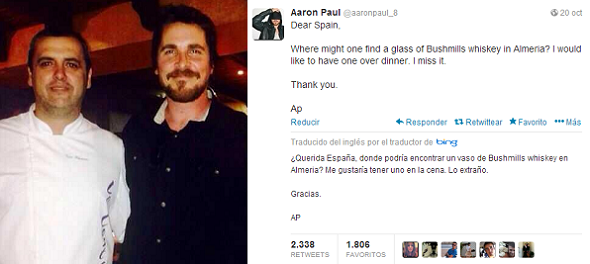 La cena de Bale en El Ejido y la broma de Aaron Paul