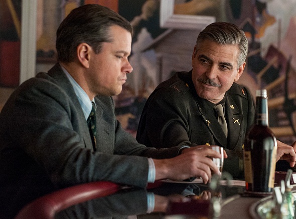 Matt Damon y George Clooney en 'The monuments men'