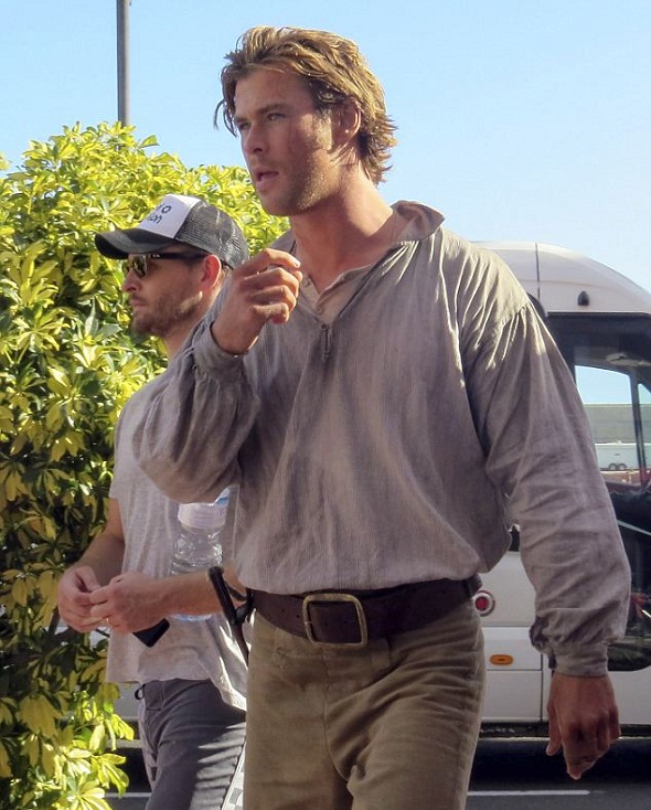 Chris Hemsworth durante el rodaje de 'In the heart of the sea'