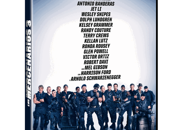 Imagen de la portada del DVD en español de 'Los Mercenarios 3'