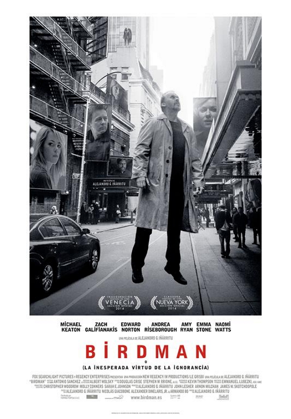 Póster en español de Birdman, con Michael Keaton