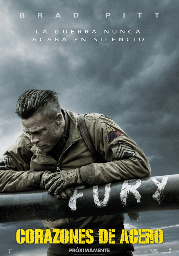 Póster en español de la película Corazones de Acero (Fury)