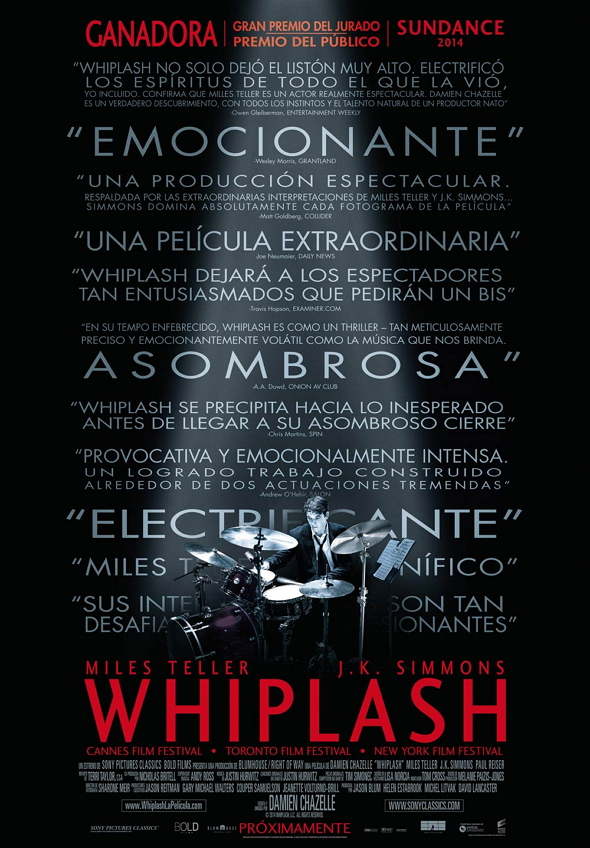 Póster en español de la película Whiplash