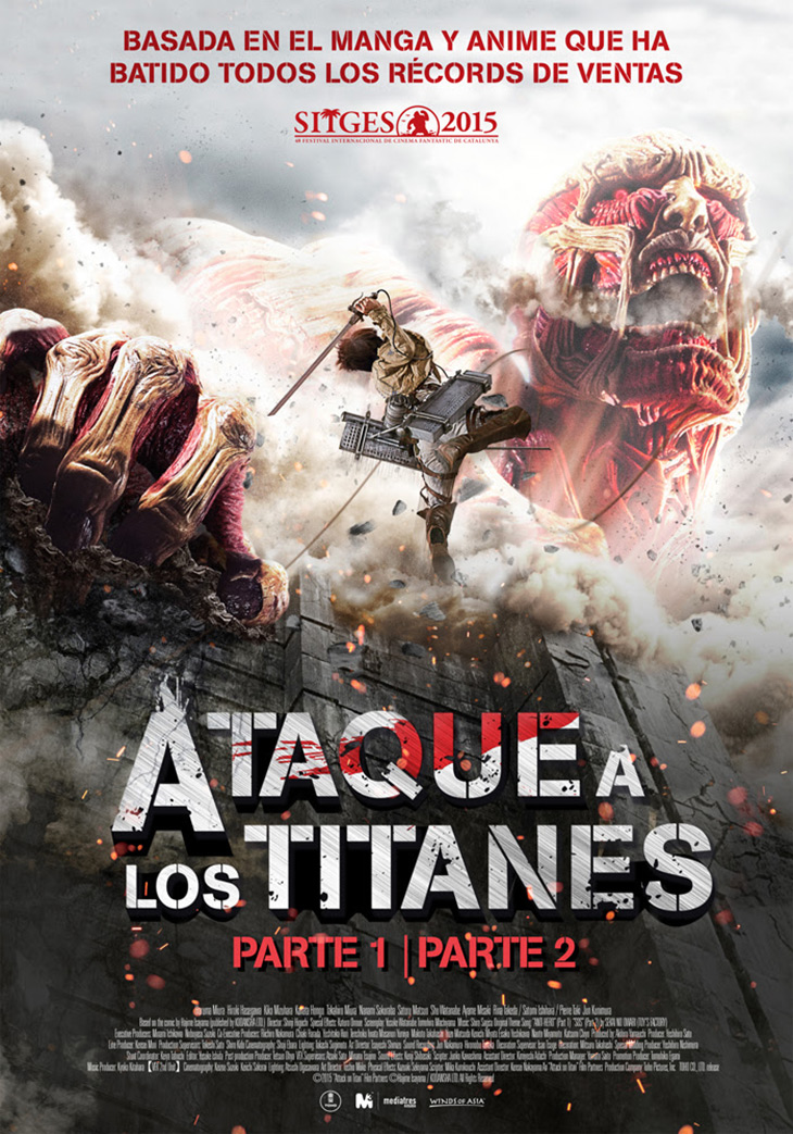 Cartel de las dos películas de Ataque a los Titanes