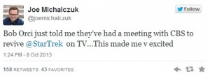 Tweet sobre 'Star Trek'