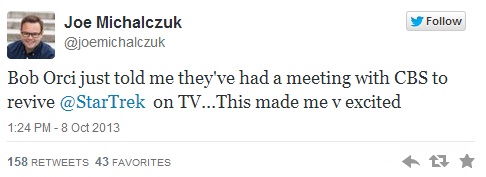 Tweet sobre 'Star Trek'