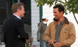 Christopher Nolan y Matthew McConaughey en el rodaje de 'Interstellar'