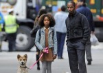 Quvenzhané Wallis y Jamie Foxx en el rodaje de 'Annie'