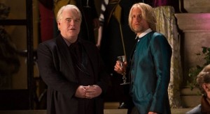 Seymour Hoffman junto a Woody Harrelson en 'Los Juegos del Hambre: En llamas'
