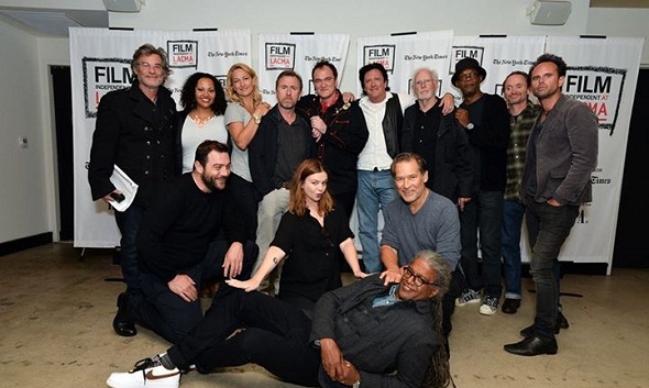 Tarantino rodeado de sus actores para 'The hateful eight'