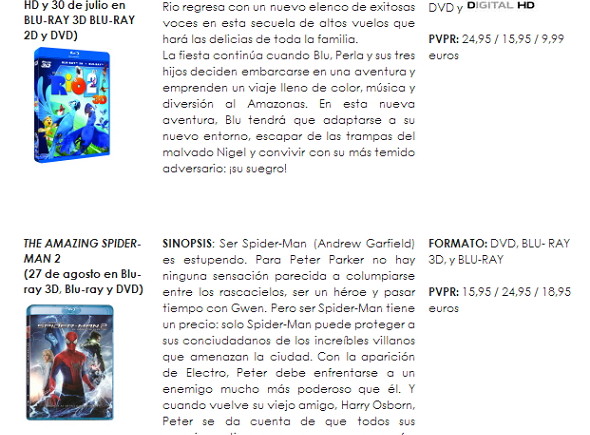 Río 2 y The Amazing Spider-Man 2: El poder de Electro