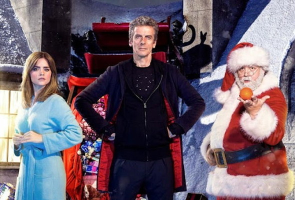 Jenna Coleman, Peter Capaldi y Nick Frost en Doctor Who Last Christmas