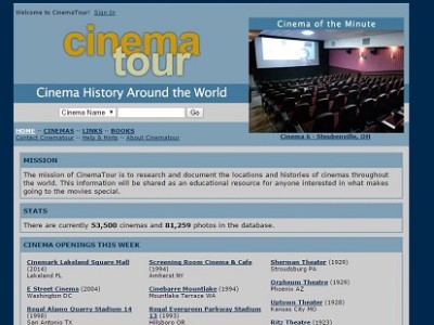 Cinema tour. Base de datos de salas de cine