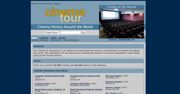 Cinema tour. Base de datos de salas de cine