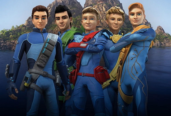 Una imagen de losTracey en la nueva versión de 'Thunderbirds are Go'