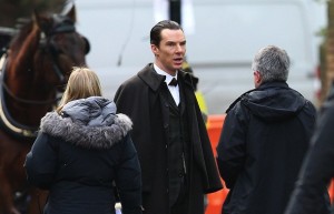Cumberbatch durante el rodaje de la tercera temporada