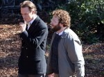 Michael Fassbender y Seth Rogen en el rodaje de 'Steve Jobs'