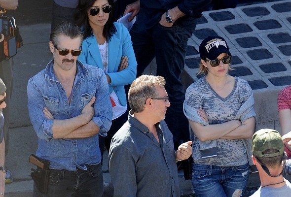 Colin Farrell y Rachel McAdams en el rodaje de 'True detective'