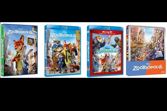 Carátulas d e'Zootrópolis', ya en DVD y en Alta definición destacada