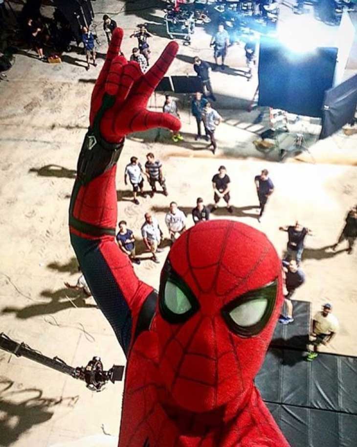 Tom Holland en el rodaje de Spider-Man: Homecoming