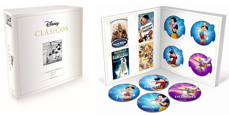 Una imagen del pack con los 57 clásicos Disney en DVD