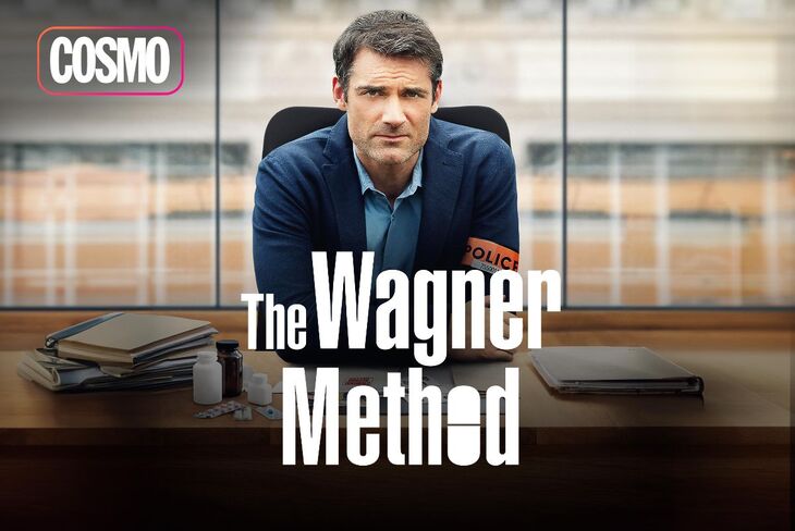 Gil Alma como César Wagner, sentado ante una mesa; imagen promocional de The Wagner Method de COSMO.